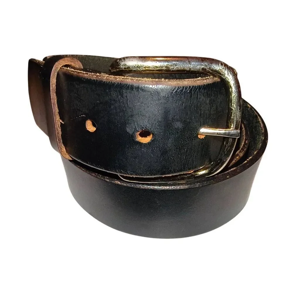 Levi's Black belt Oil harness leather USA #2255 Size 38 Casual gold tone hardwar
